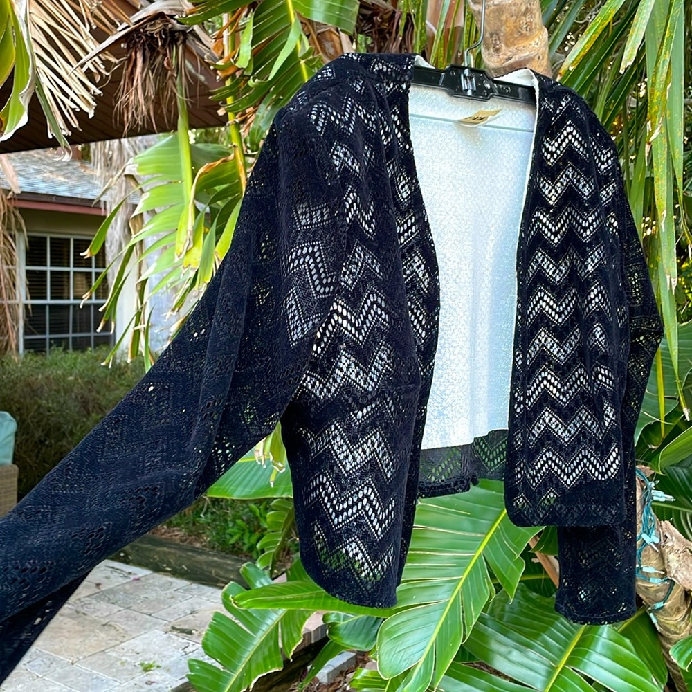 Black velvet and metallic silver cropped Bolero